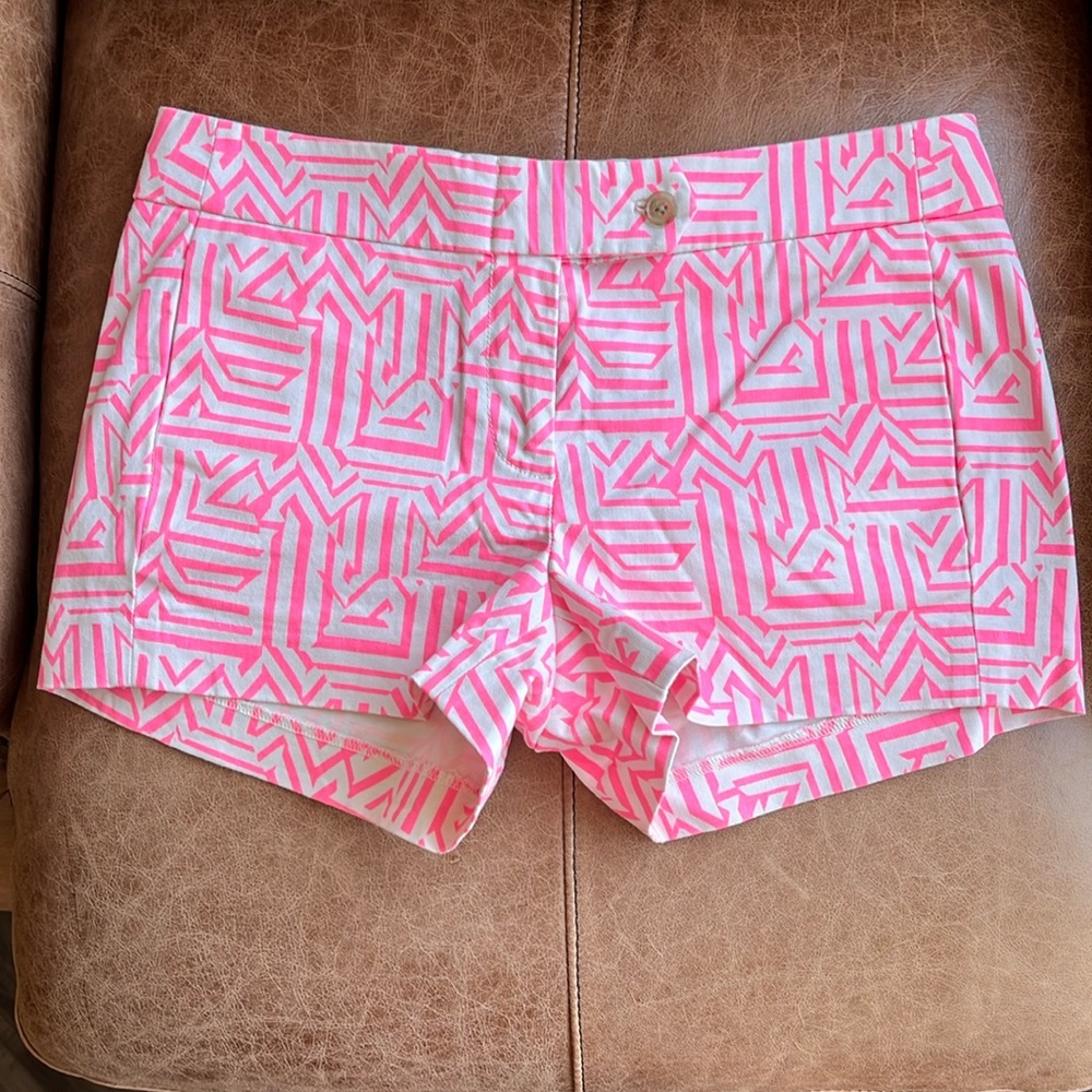 Neon Pink & White J. Crew Chino Shorts